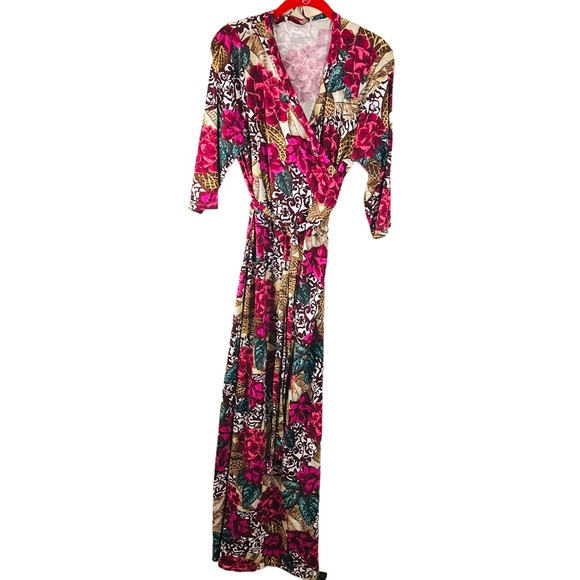 Soft Surroundings Salvadora Faux Wrap Dress L Maxi  Floral Multicolor 3/… - Picture 2 of 16